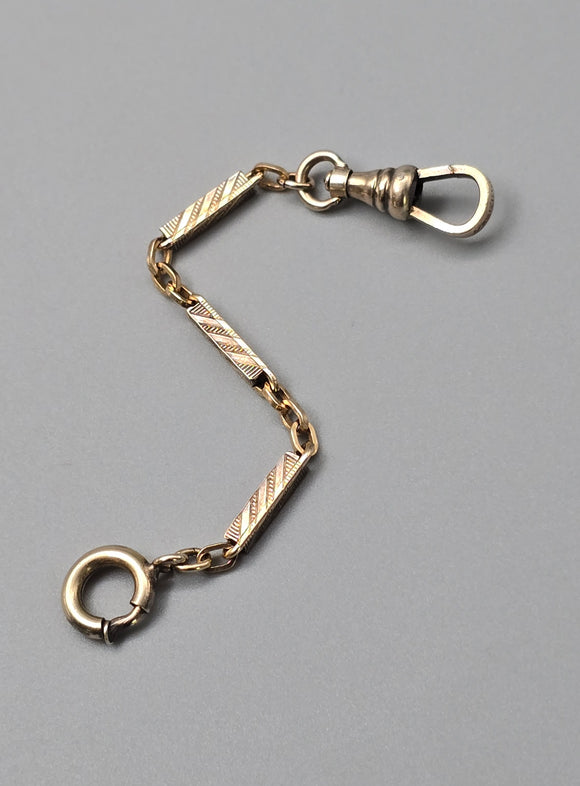 Antique Gold Filled Swivel Dog Clip Bolt Clasp Set, Chain Connector Extender, Charm Holder, Old Findings, Watch Chain Fob Parts