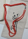 Antique Vintage Double-Strand Natural Undyed Mediterranean Red Coral Bead Necklace, Gift for Her