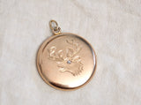 Antique 14k Diamond Deer Elk Locket, Monogram AF