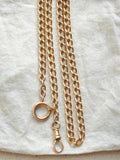 Antique 18K Solid Yellow Gold Big Curvy Link Albert Watch Chain Necklace, 20.5", Gift for Her