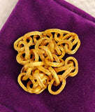 Vintage 18K Yellow Gold Textured Oval Link Chain Choker Statement Necklace