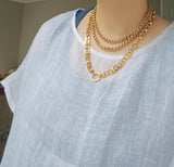 Antique Victorian 14K Solid Yellow Gold Ornate Interlocking Link Book Chain Necklace, Collar Locket Chain, Statement Necklace, 21.75 Inches
