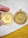 Antique 14k Diamond Deer Elk Locket, Monogram AF