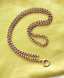 Antique Victorian 10K Solid Gold Double Interlocking Link Collar Chain Necklace, Locket Watch Chain, 17.5 Inches