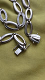 Vintage Estate 18K White Gold High Polished Oval Link Diamond Choker Statement Necklace, Gift for Her