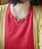 Vintage 18K Yellow Gold Textured Oval Link Chain Necklace, 21" Long, Gift for Her