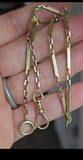 Antique 14k Bar Link Belcher/Biker Link Watch Chain Necklace with Gold Filled Chain Extender Option, Gift for Her