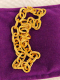Vintage 18K Yellow Gold Textured Oval Link Chain Choker Statement Necklace