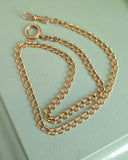 Antique 18K Solid Yellow Gold Big Curvy Link Albert Watch Chain Necklace, 20.5", Gift for Her