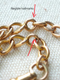 Antique 18K Solid Yellow Gold Big Curvy Link Albert Watch Chain Necklace, 20.5", Gift for Her