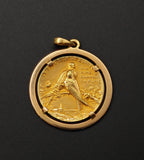 Romantic Antique Vintage French 18K Gold Medallion Pendant – Signed L. Lafitte