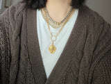 Vintage La Pepita Platinum 18k Gold Wheat Chain Two-Tone Necklace, Choker, Statement Necklace, Gift for Her