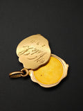 Antique Art Nouveau 18K Gold Repousse Locket Necklace: Gibson Girl, 1911