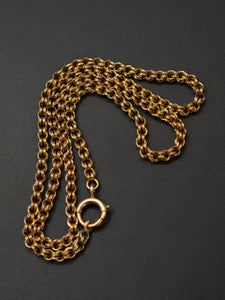 Antique Victorian 10K Solid Gold Double Interlocking Link Collar Chain Necklace, Locket Watch Chain, 17.5 Inches