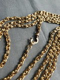 Antique Victorian 14K Gold Interlocking Link Long Guard Muff Chain, 40 Inches