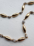 Vintage 18K Torpedo Link Platinum Bezel Set Old European Cut Diamond Stationed Necklace, 2.25 CTW, 16.5", Gift for Her