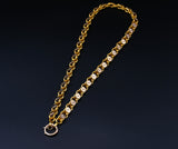 Victorian 14K Solid Yellow Gold Ornate Floral Link Book Chain Necklace, Collar Locket Chain, 20" Statement Necklace