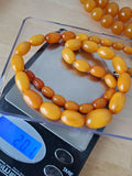 Vintage Antique Art Deco Baltic Butterscotch Egg Yolk Amber Bead Graduated Choker Necklace, 18.5 Inches, Gift for Her