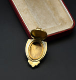 Antique Victorian Etruscan Revival 14K Solid Gold Scallop Shield Shape Locket, Ornate Metal Work, Circa 1880s