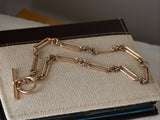 Antique Gold Filled Long Short Paper Clip Trombone link Albert Pocket Watch Chain, 16.25 Inches, Choker Necklace