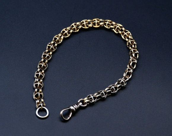 Antique 10K Solid Gold Ornate Interlocking Link Bracelet, 7.25