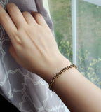 Antique 10K Solid Gold Ornate Interlocking Link Bracelet, 7.25" Long, Gift for Her