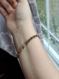 Antique 10K Solid Gold Ornate Interlocking Link Bracelet, 7.25" Long, Gift for Her