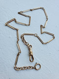 Antique Solid 10K Gold Long Short Link Watch Chain, 16 Inches, Watch Fob Locket Chain