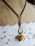 Large Size Antique Gold Filled Shepherd Hook, Charm Pendant Holder, Chain Connector