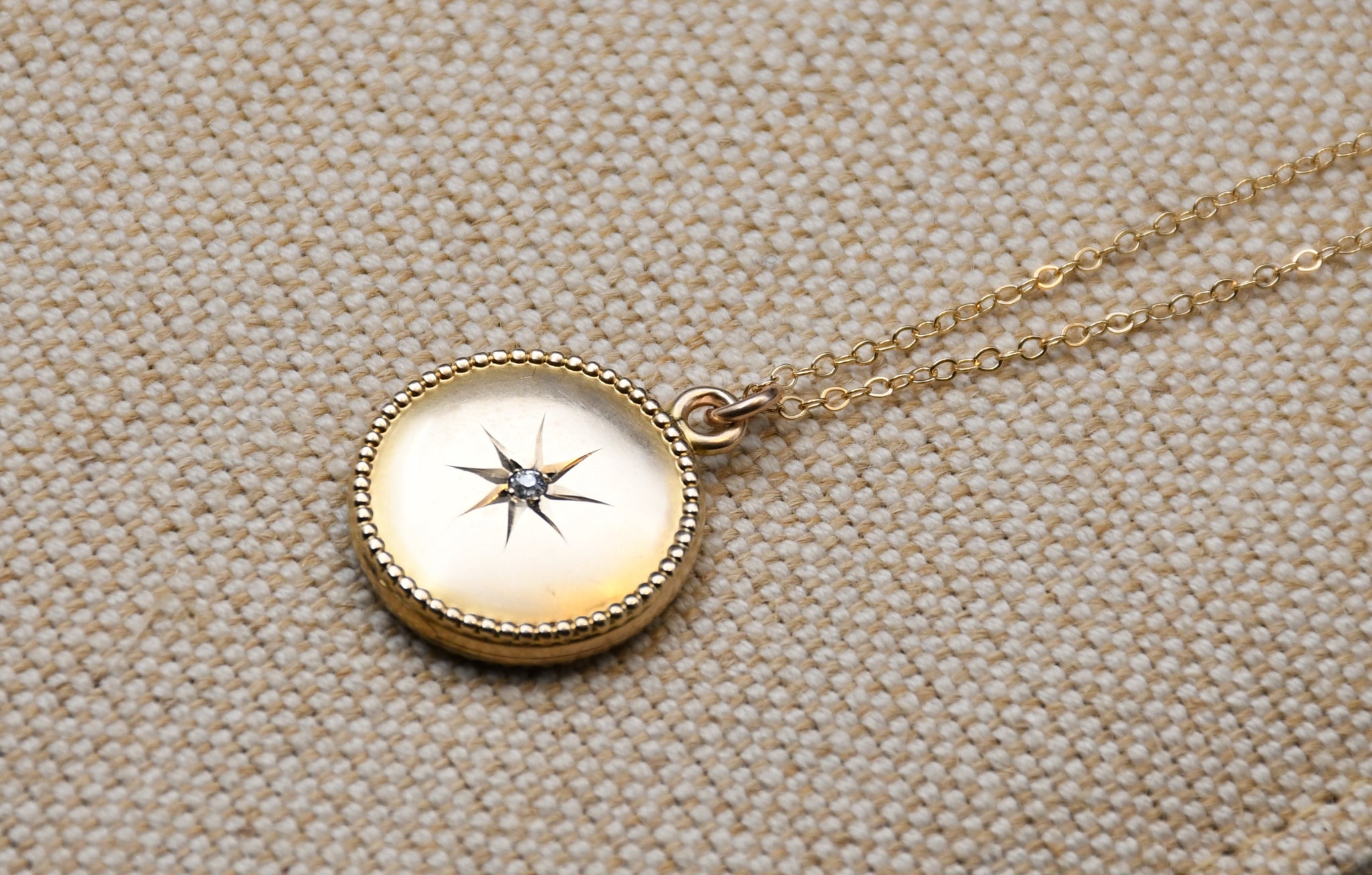 Victorian round, crystal-set starburst gold-filled locket necklace – Thea  Grant
