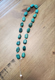Handmade Sterling Silver Wire Wrapped Genuine Natural Turquoise Bead Strand Necklace, 18" long, 1.5" Extension