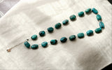 Handmade Sterling Silver Wire Wrapped Genuine Natural Turquoise Bead Strand Necklace, 18" long, 1.5" Extension