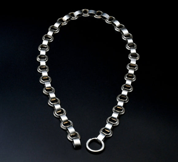 Victorian Sterling Silver Interlocking Ornate Link Book Chain Necklace, Collar Locket Chain, Statement Necklace