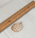 Antique Victorian Gold Filled Old Cut Diamond Starburst Oval Shape Photo Locket Necklace, No Monogram