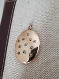 Antique Victorian Gold Filled Old Cut Diamond Starburst Oval Shape Photo Locket Necklace, No Monogram