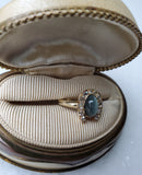 Antique Victorian 14K Cat's Eye Cabochon Rose Cut diamond Horseshoe Engagement Cocktail Conversion Ring, Size 5.5