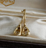 Redesigned Antique 18K Old Mine Cut Diamond Dormeuse Drop Pierced Earrings, 0.50-0.53 CTW