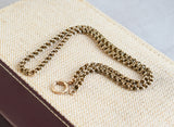 Antique Victorian 12K-14K Solid Gold Double Interlocking Link Collar Chain Necklace, Locket Watch Chain, Choker, 17 Inches