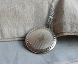 Large Antique F&B Sterling Silver Chatelaine Round Shape Locket, No Monogram, 29.5" Sterling Silver Chain