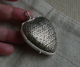 Large Antique Victorian Sterling Silver Heart Shape Vinaigrette Keepsake Locket, Full Hallmark 1889, Gift for Her