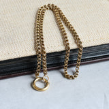 Antique Victorian 12K-14K Solid Gold Double Interlocking Link Collar Chain Necklace, Locket Watch Chain, Choker, 17.5 Inches