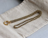 Antique Victorian 12K-14K Solid Gold Double Interlocking Link Collar Chain Necklace, Locket Watch Chain, Choker, 17.5 Inches