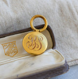 Antique Art Nouveau 14K Repousse Lion Leo Watch Fob Charm Pendant, Gift for Her
