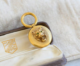 Antique Art Nouveau 14K Repousse Lion Leo Watch Fob Charm Pendant, Gift for Her