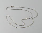 Estate Solid Platinum Seed Pearl Link Chain Necklace, 18" Long, Gift for Her