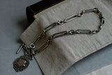 Antique English Sterling Silver Trombone link Watch Chain, Choker Necklace
