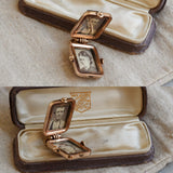 Antique Victorian 14K Solid Gold Onyx Banded Agate Locket, Rose Gold Photo Locket,  Watch Fob Pendant