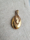 Antique Victorian Etruscan Revival 14K Solid Gold Oval Locket, Ornate Metal Work,  Circa 1880s