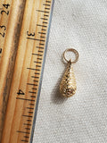 Antique Victorian 14K Teardrop Textured Conversion Charm Pendant Necklace, Gift for Her