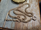 Antique 12K Solid Gold Curb Link Watch Chain Choker Necklace, Gift for Her